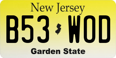 NJ license plate B53WOD