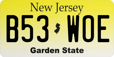NJ license plate B53WOE