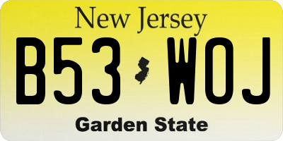 NJ license plate B53WOJ