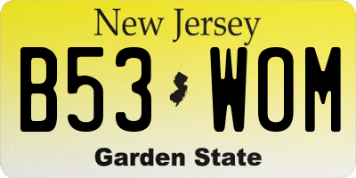 NJ license plate B53WOM