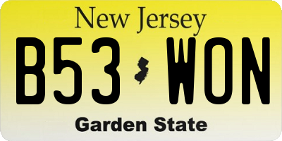 NJ license plate B53WON