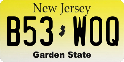 NJ license plate B53WOQ