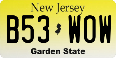 NJ license plate B53WOW