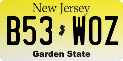 NJ license plate B53WOZ