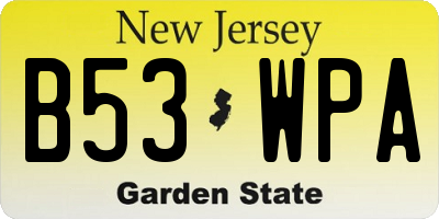 NJ license plate B53WPA
