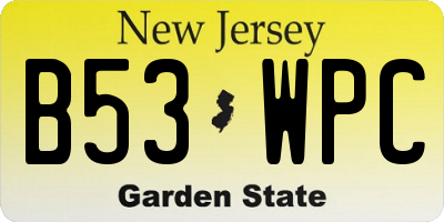 NJ license plate B53WPC