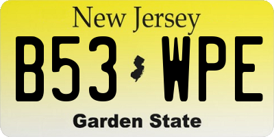 NJ license plate B53WPE