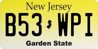 NJ license plate B53WPI