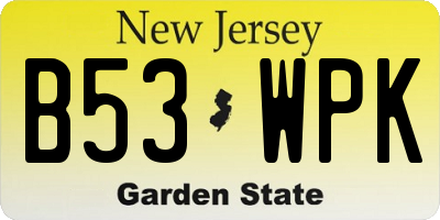 NJ license plate B53WPK