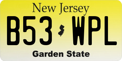 NJ license plate B53WPL
