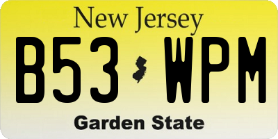 NJ license plate B53WPM