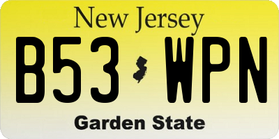 NJ license plate B53WPN