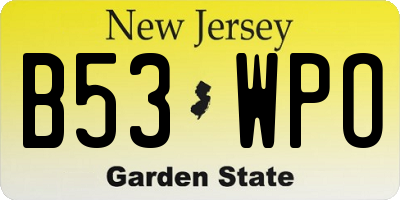 NJ license plate B53WPO
