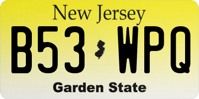 NJ license plate B53WPQ