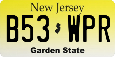 NJ license plate B53WPR