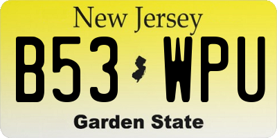 NJ license plate B53WPU