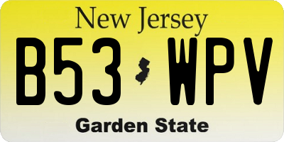 NJ license plate B53WPV
