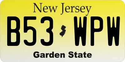 NJ license plate B53WPW