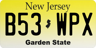 NJ license plate B53WPX