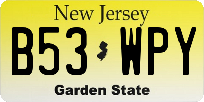 NJ license plate B53WPY