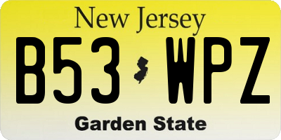 NJ license plate B53WPZ