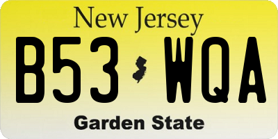 NJ license plate B53WQA