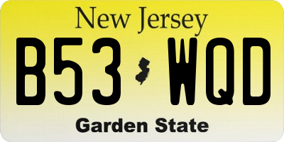 NJ license plate B53WQD