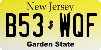 NJ license plate B53WQF