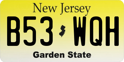 NJ license plate B53WQH