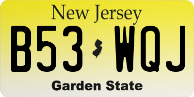 NJ license plate B53WQJ