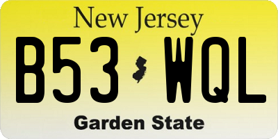 NJ license plate B53WQL