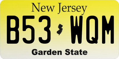 NJ license plate B53WQM