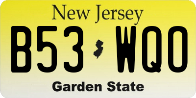 NJ license plate B53WQO