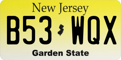 NJ license plate B53WQX