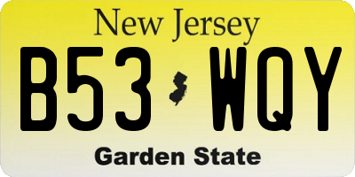 NJ license plate B53WQY