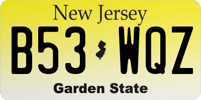 NJ license plate B53WQZ