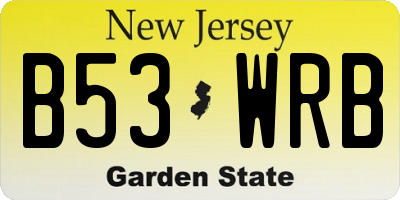 NJ license plate B53WRB