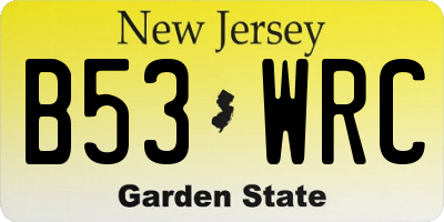 NJ license plate B53WRC