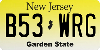 NJ license plate B53WRG
