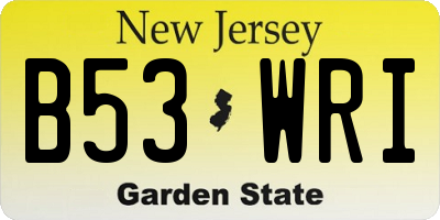 NJ license plate B53WRI