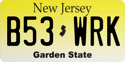 NJ license plate B53WRK