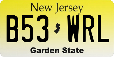NJ license plate B53WRL
