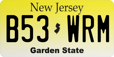 NJ license plate B53WRM