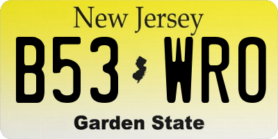 NJ license plate B53WRO