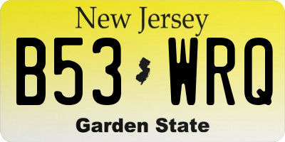 NJ license plate B53WRQ
