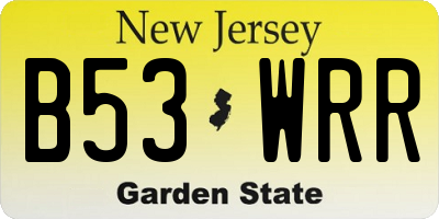 NJ license plate B53WRR