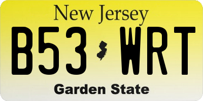 NJ license plate B53WRT
