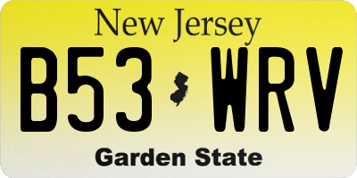 NJ license plate B53WRV