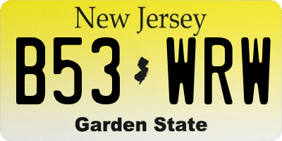 NJ license plate B53WRW
