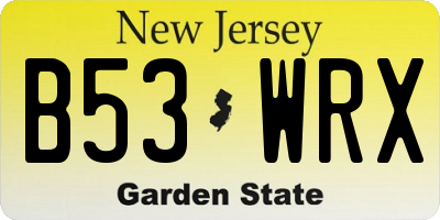 NJ license plate B53WRX